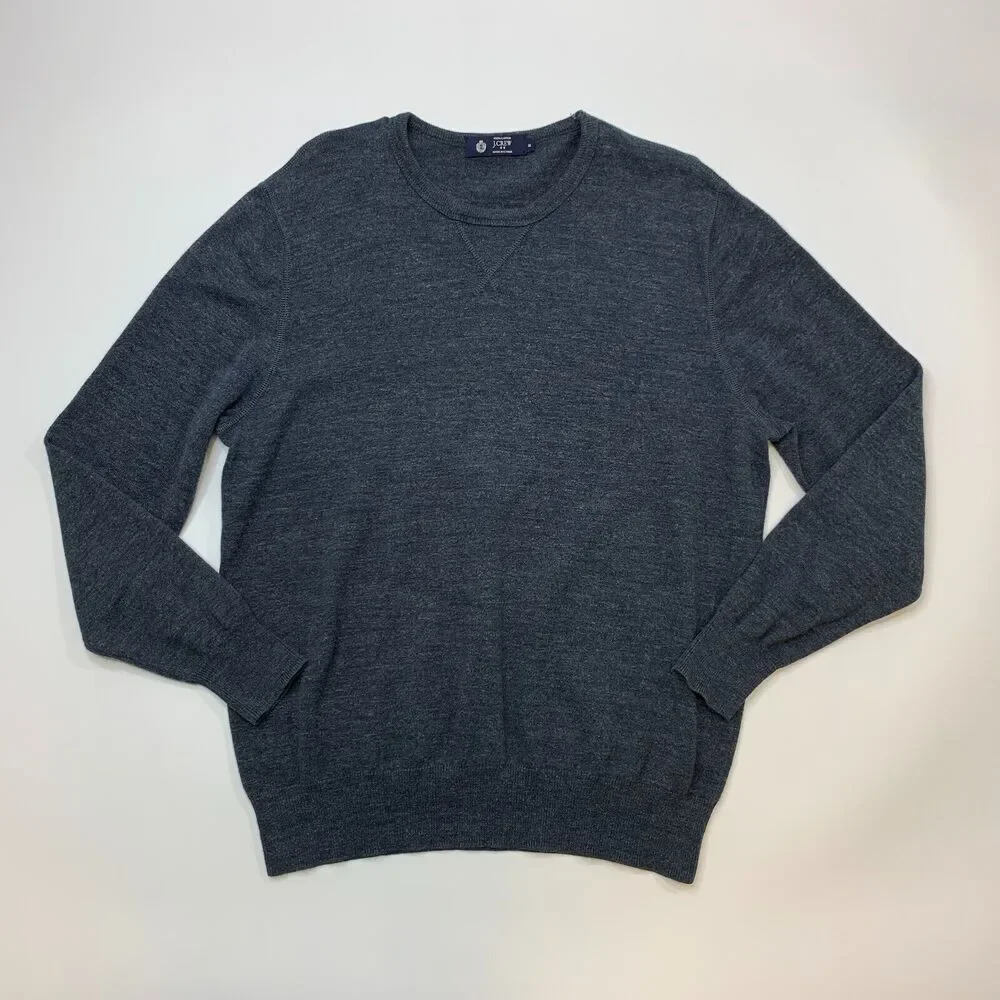 J. Crew Sweater Mens M Medium Chalkboard Cotton Crew Neck Tapered Ribbed Trim